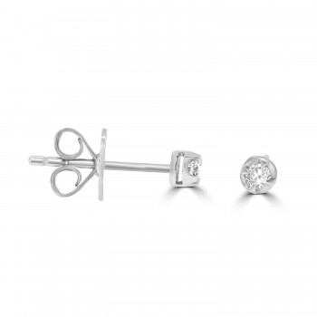 18ct White Gold Solitaire Diamond Stud Earrings