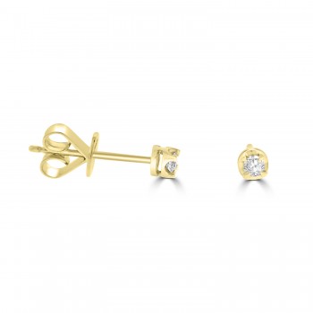 18ct Gold Solitaire Diamond Stud Earrings