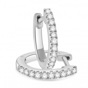 18ct White Gold Castle set Diamond Huggy Earrings