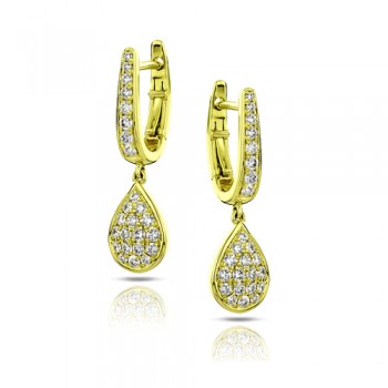18ct Gold and pave Diamond Drop earrings by Hulchi Belluni