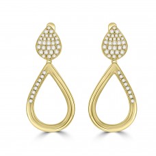 18ct Gold and Diamond Open Pear dop earrings by Hulchi Belluni