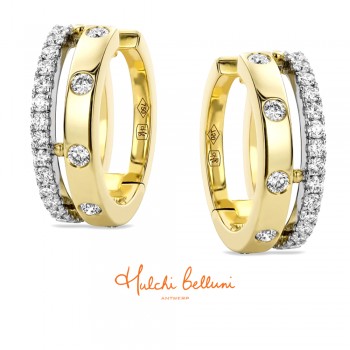 18ct Gold and Diamond Hoop earrings by Hulchi Belluni