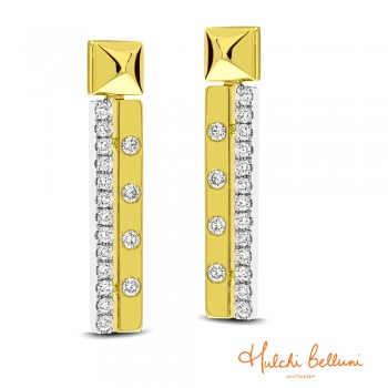 18ct Gold and Diamond drop earrings by Hulchi Belluni