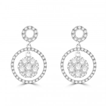 18ct White Gold Diamond Mirage Cluster Halo drop earrings
