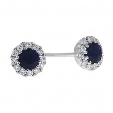 18ct White Gold Sapphire Diamond Halo stud earrings
