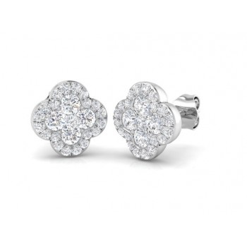 18ct White Gold Diamond Four Leaf Clover stud earrings