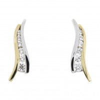 18ct Two-Tone Gold Diamond Wave stud earrings