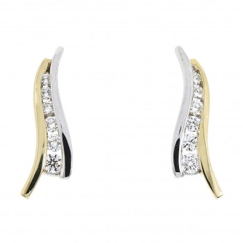 18ct Two-Tone Gold Diamond Wave stud earrings
