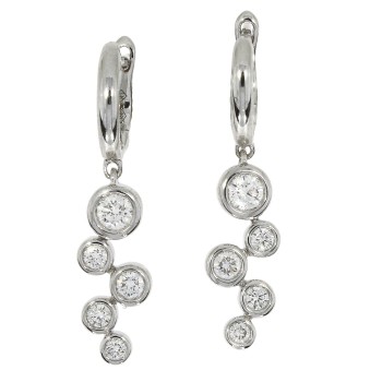 18ct White Gold Diamond Bubble Drop Earrings