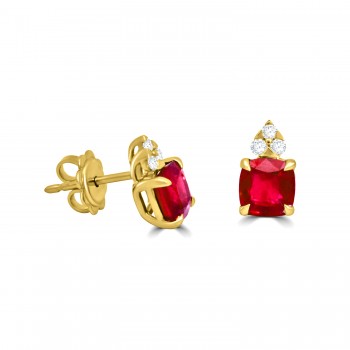 18ct Gold Ruby and Diamond Trefoil stud earrings