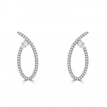 18ct White Gold Diamond Solitaire Cross over earrings