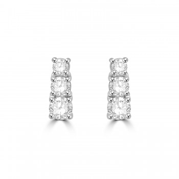 18ct Gold Diamond Trilogy Stud Earrings