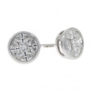 18ct White Gold Princess and Marquise Diamond Stud earring