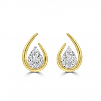18ct Gold Pear Illusion Diamond Stud earrings