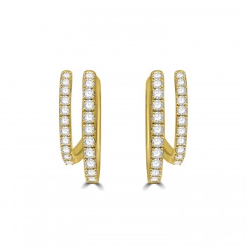 18ct Gold Diamond Double Hoop Earrings