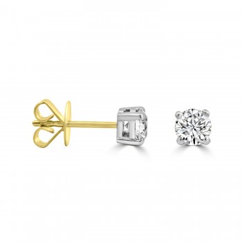 18ct Gold Platinum Solitaire DSi2 Diamond stud earrings