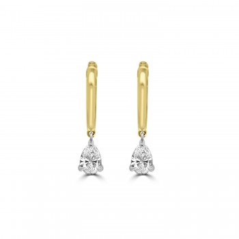18ct Gold Hoop DSi1 Diamond Pear Drop Earrings 18ct Gold Hoop DSi1 Diamond Pear Drop Earrings