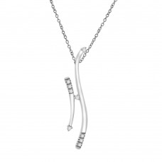 18ct White Gold Diamond Double Bar Pendant Chain