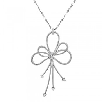 18ct White Gold Diamond Abstract Pendant Chain