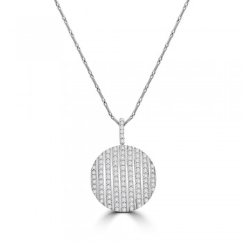 18ct White Gold Diamond Disc Pendant