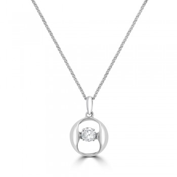 18ct White Gold Diamond Floating Pendant Chain
