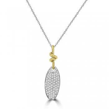 18ct Gold Oval Diamond Disc & Knot Pendant Chain