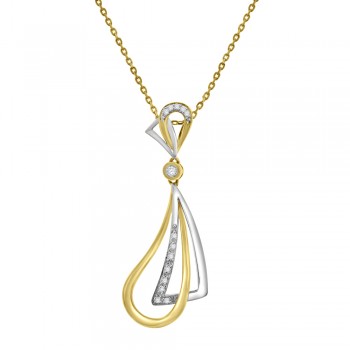 18ct Yellow & White Gold Diamond Kite & Pear Pendant