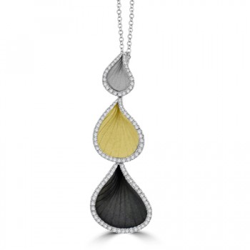 18ct White Gold Cammilli Goccia Diamond Pendant Chain