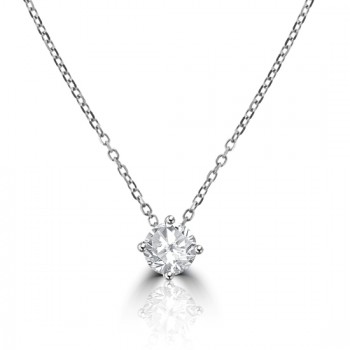 18ct White Gold .56ct Diamond Solitaire Pendant Chain ESI1