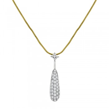 18ct Gold Pave Diamond Drop Pendant