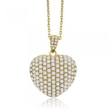 18ct Gold Pave set Diamond Heart Pendant