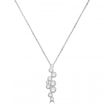 18ct White Gold Diamond Bubble pendant chain