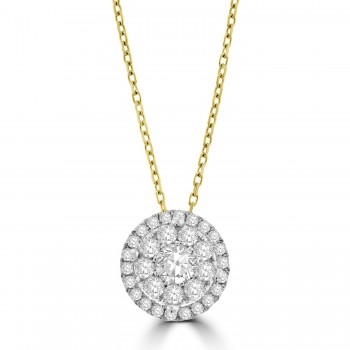 18ct Gold .70ct Diamond Mirage Cluster Pendant chain