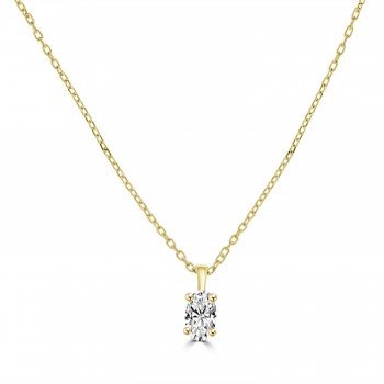 18ct Gold Oval DSI1 Diamond Solitaire Pendant