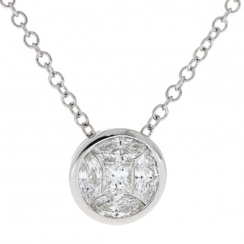 18ct White Gold Diamond Illusion Solitaire Pendant chain 18ct White Gold Diamond Illusion Solitaire Pendant chain