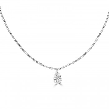 18ct White Gold Floating Diamond Pear pendant chain