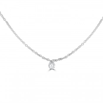 18ct White Gold Floating Solitaire Diamond pendant chain