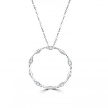 18ct White Gold Diamond Twist Circle of Life pendant chain