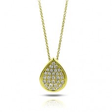 18ct Gold Pave Diamond Pear Funghetti Pendant by Hulchi Belluni