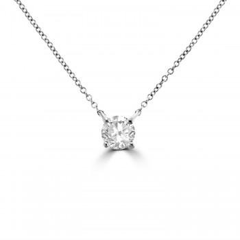 18ct White Gold Solitaire Di1 Diamond Pendant chain