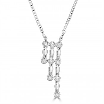 18ct White Gold Diamond tiered dropper pendant chain