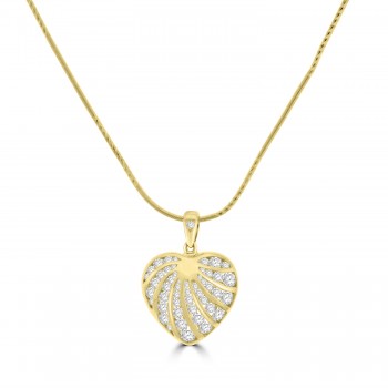 18ct Gold 1.18ct Diamond Slot Line Heart Pendant