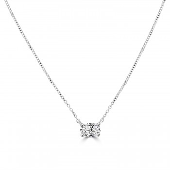 18ct White Gold Oval Diamond Pendant