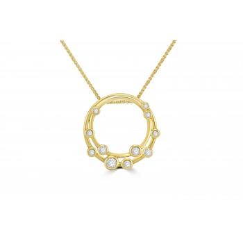 18ct Gold Circle of Life Bubble Diamond pendant chain
