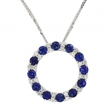 18ct White Gold Sapphire and Diamond Circle of Life Pendant