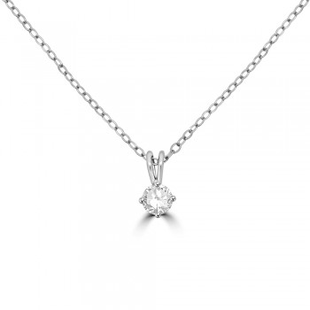 18ct White Gold Solitaire FSi2 Diamond Pendant