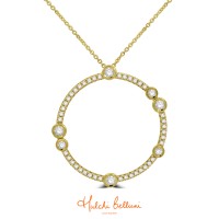 18ct Yellow Gold Diamond Bouli Circle Pendant chain