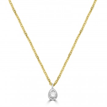 18ct Gold Diamond Illusion Pear pendant chain