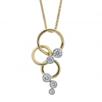 18ct Gold Diamond Bubble Circle pendant chain