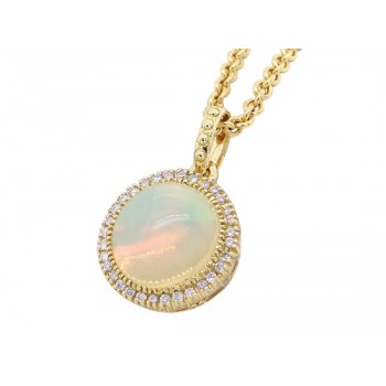 18ct Gold Opal and Diamond pendant chain